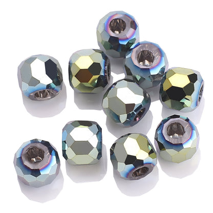 Faceted Glass Beads 14mm Large Hole Electroplated Multicolor 10pcs 18