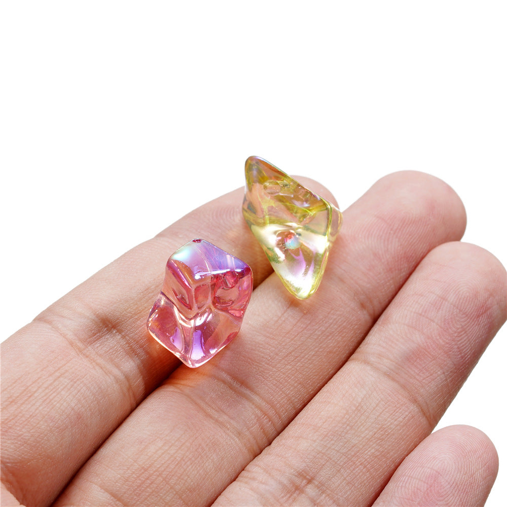 Transparent Irregular Gravel Acrylic Beads 11-22mm UV Plating 4pcs 2