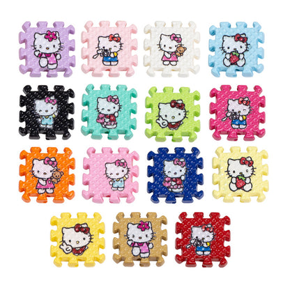 Hello KT Puzzle Acrylic Square Beads 18mm Colorful 10pcs 6