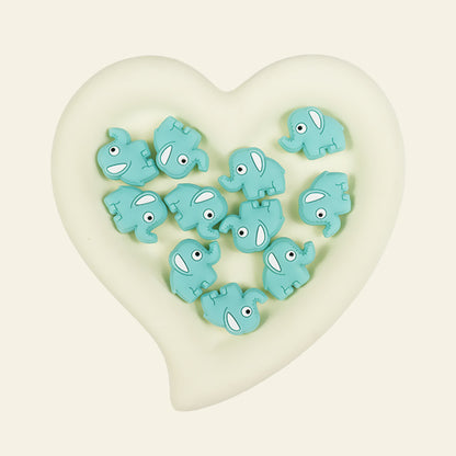 Silicone Focal Beads Elephant Animals Smiling Face Pastel Colors 20pcs 7