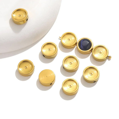 Stainless Steel Round Flat Metal Beads 6/8/10mm Concave 10pcs 2