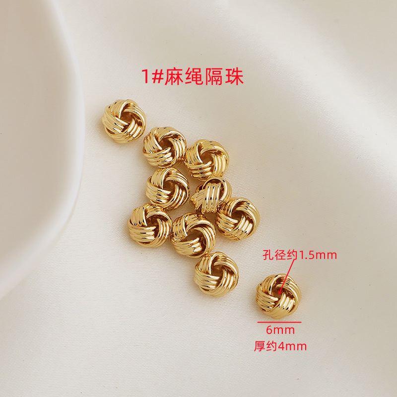 Brass Rope-Shaped Spacer Beads Coarse Texture 20pcs 6