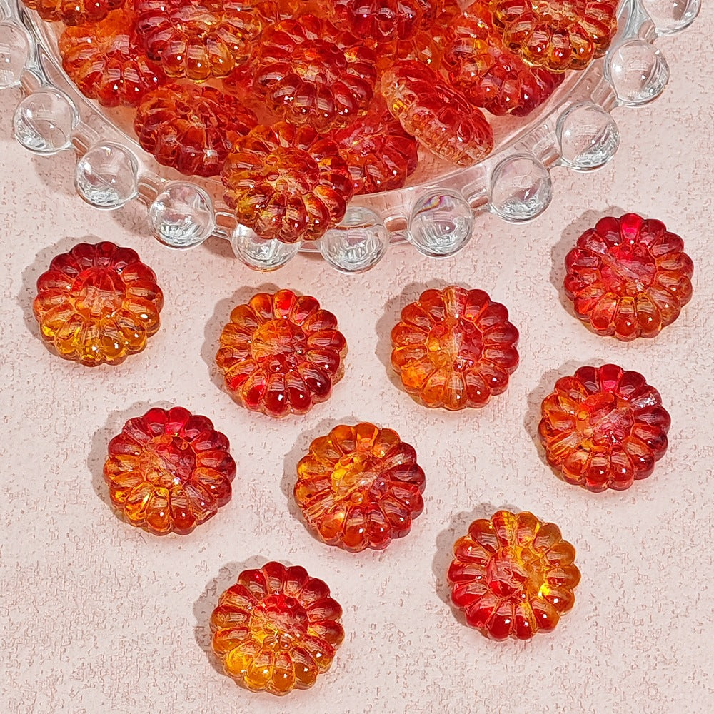 Gradient Sunflower Glass Beads 15mm Glossy Translucent Petals 25pcs 3
