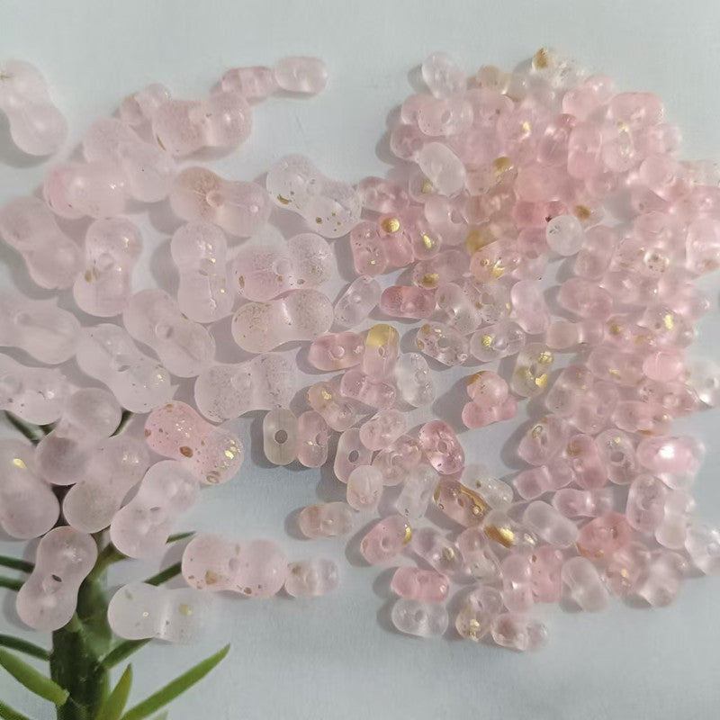 Acrylic Peanut Spacer Beads 3x6 6x11mm Transparent Frosted Gilded 1000pcs 16