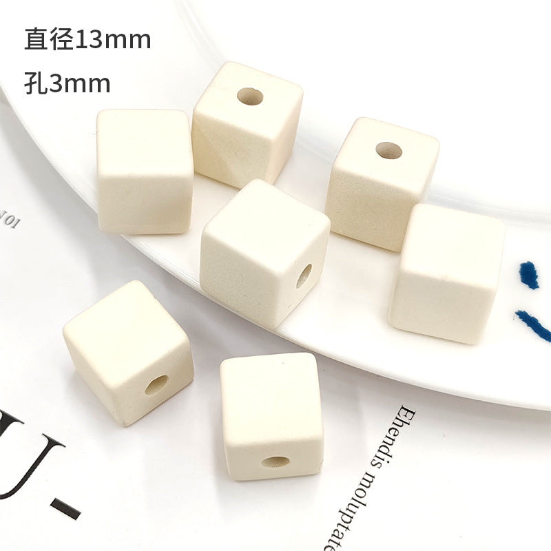 Rubberized Spray Painted Square Acrylic Beads 13mm 50pcs 10