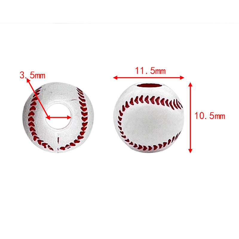 Printed Ball Series Acrylic Beads Colorful Sports Designs 100pcs 5