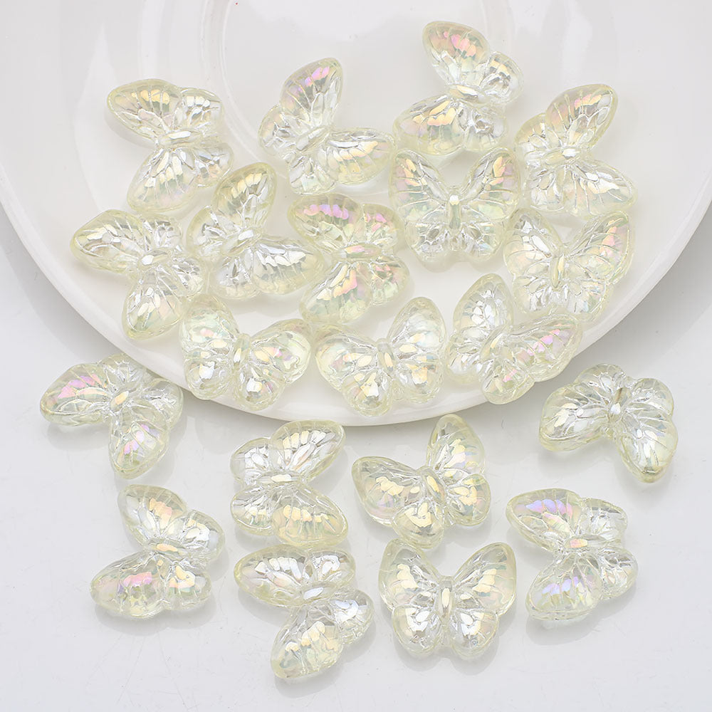 Plating Butterfly Glass Beads 17x10mm Iridescent Detailed Wings 10pcs 18