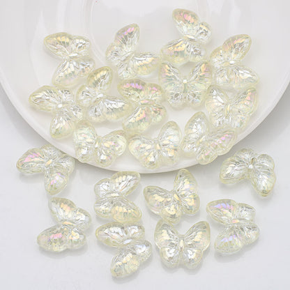 Plating Butterfly Glass Beads 17x10mm Iridescent Detailed Wings 10pcs 18