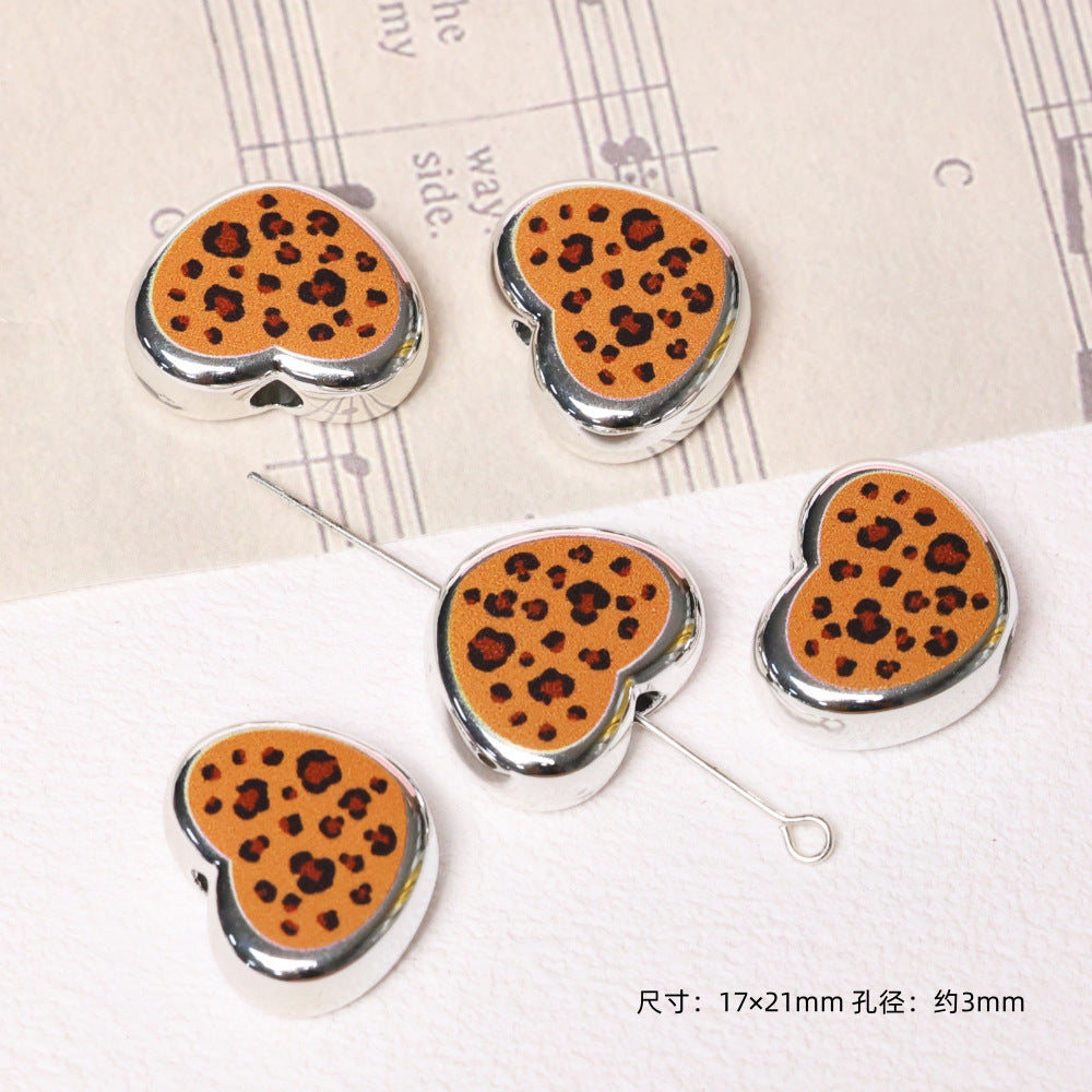 Leopard Pattern Geometric Shape Acrylic Beads Wild Animal Print 10pcs 5