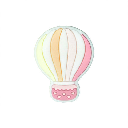 Silicone Focal Beads Hot Air Balloon Rainbow Stripes Scalloped Basket 20pcs 10