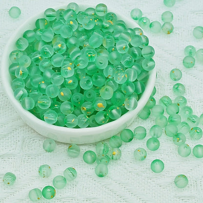 Frosted Round Glass Beads 6mm Colorful Speckled Matte Finish 50pcs 38