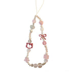 Pink Acrylic Beaded Hello KT Phone Charm Soft Pastel Style 2pcs 5