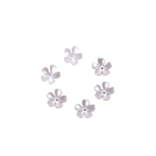 Five-Petal Flower Acrylic Beads 15mm Soft Pearly White 500pcs 5