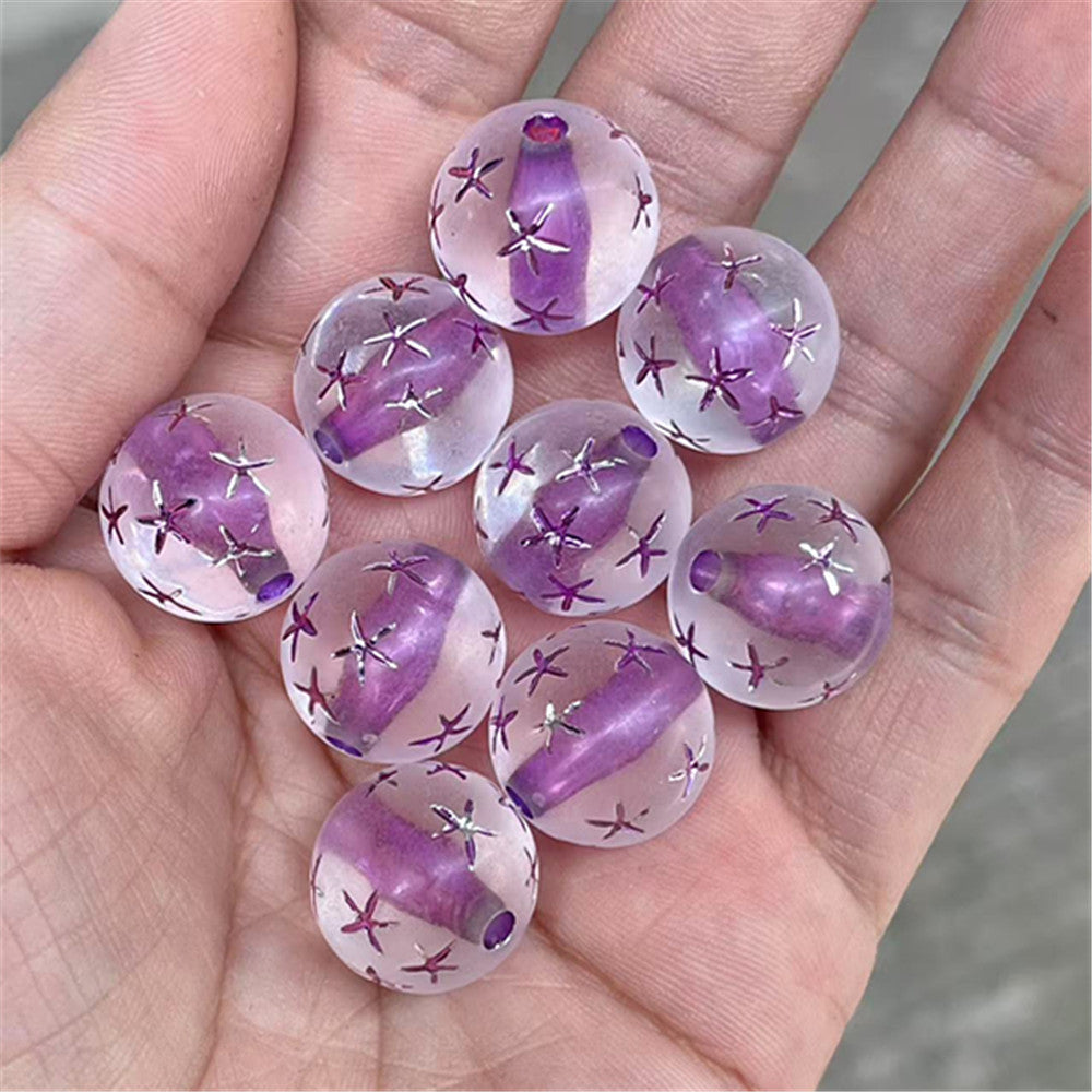 Matte Star Pattern Acrylic Beads 16mm Dyed Core 100pcs 3