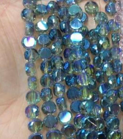 Electroplated Flat Cut Glass Beads 7.5mm 12mm Vibrant Colors 10pcs 23