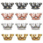 Vintage Crown Rhinestone Beads 12mm Alloy Pave Mixed Finishes 50pcs
