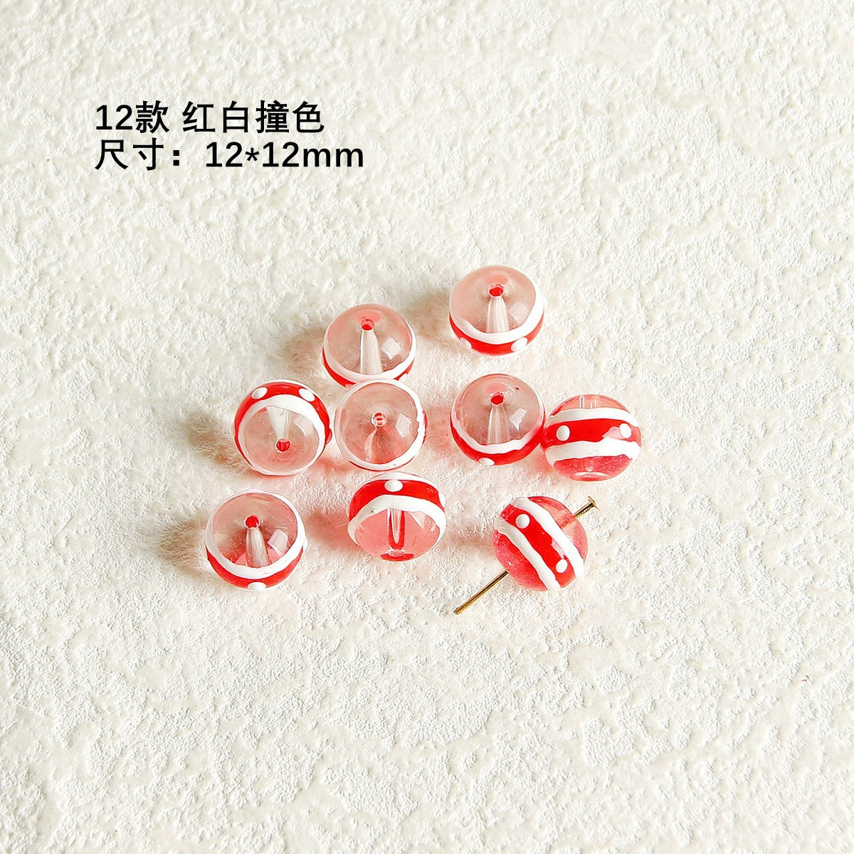 Hand Painted Transparent Glass Beads 12-14mm Christmas Series 1pc 5