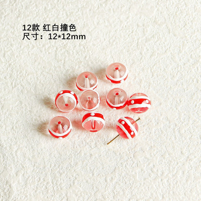 Hand Painted Transparent Glass Beads 12-14mm Christmas Series 1pc 5