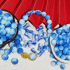 Antique Blue And White Porcelain Pattern Glass Beads 6x12mm 8mm 10mm 100pcs 2