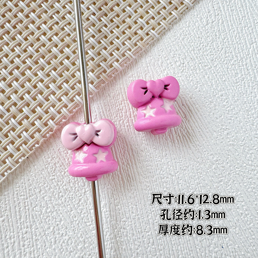 Bell and Bow Metal Beads 13mm Baking Painted Colorful 10pcs 9