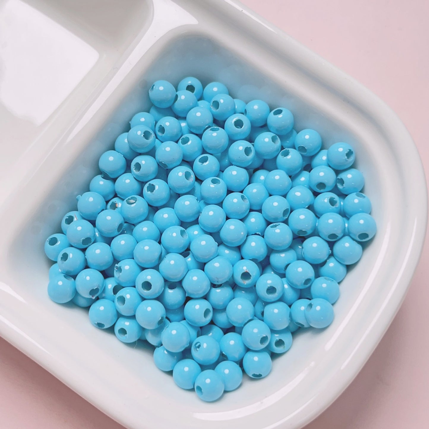 Painted Round Acrylic Beads 6-8mm Premium Dopamine Colorful 50pcs 10