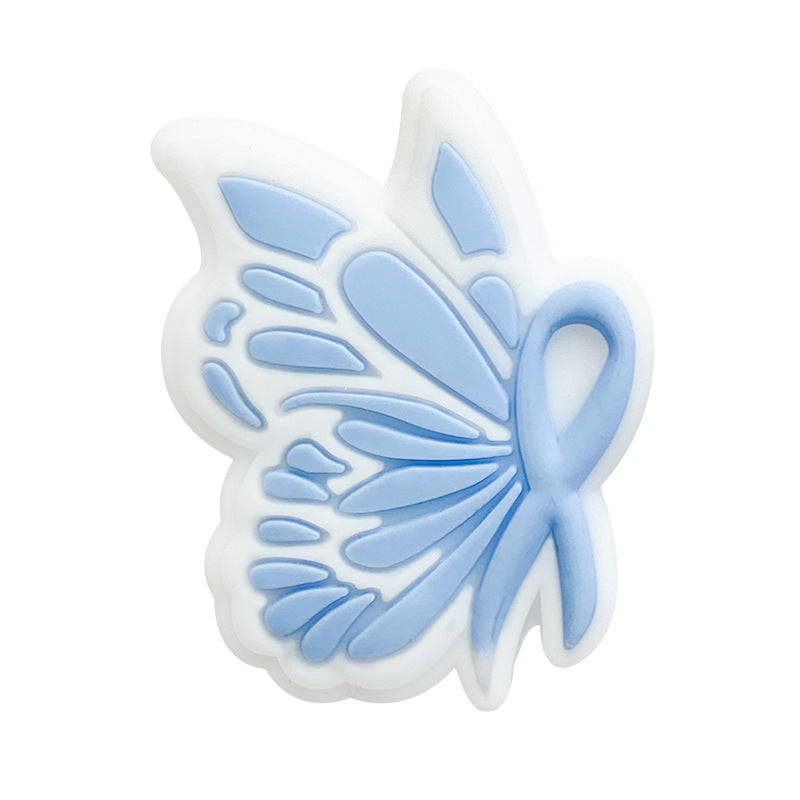 Silicone Focal Beads Butterfly Bow Tie Colorful Pattern 20pcs 6