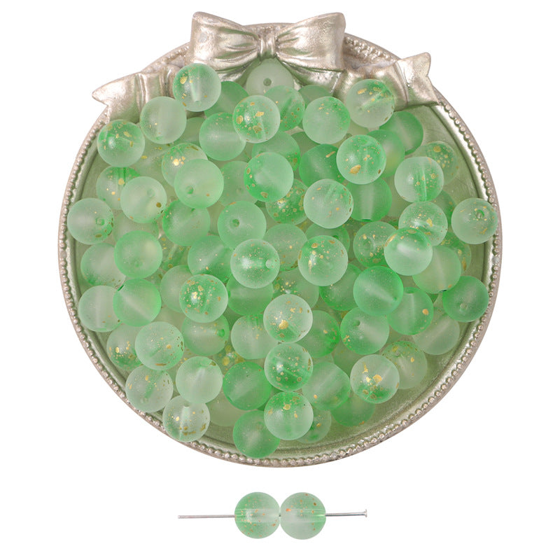 Gradient Frosted Round Glass Beads 8mm Matte Finish Gold Flecks 50pcs 22
