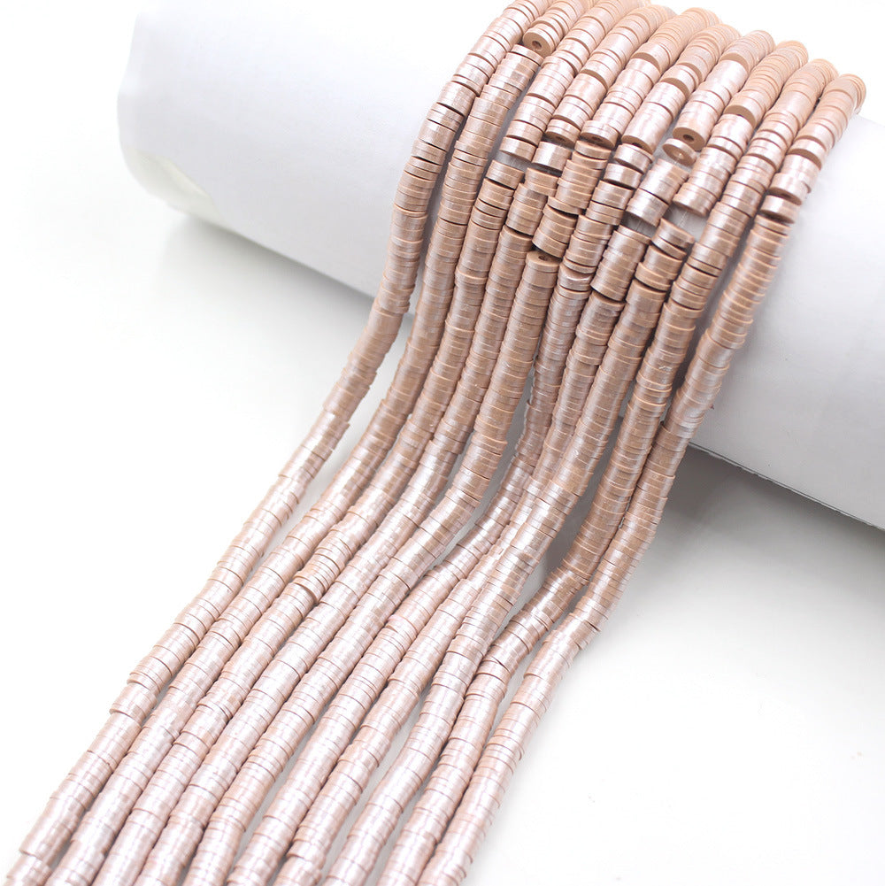 Pearly Lustre Flat Disc Clay Beads 6mm Colorful Pastel 10strands 11