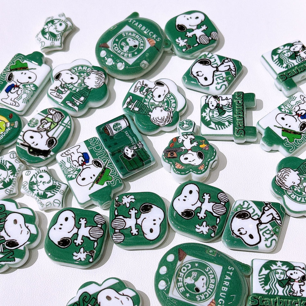 Snopy and Starbuc Mixed Acrylic Beads Playful Cafe Design 50pcs 2