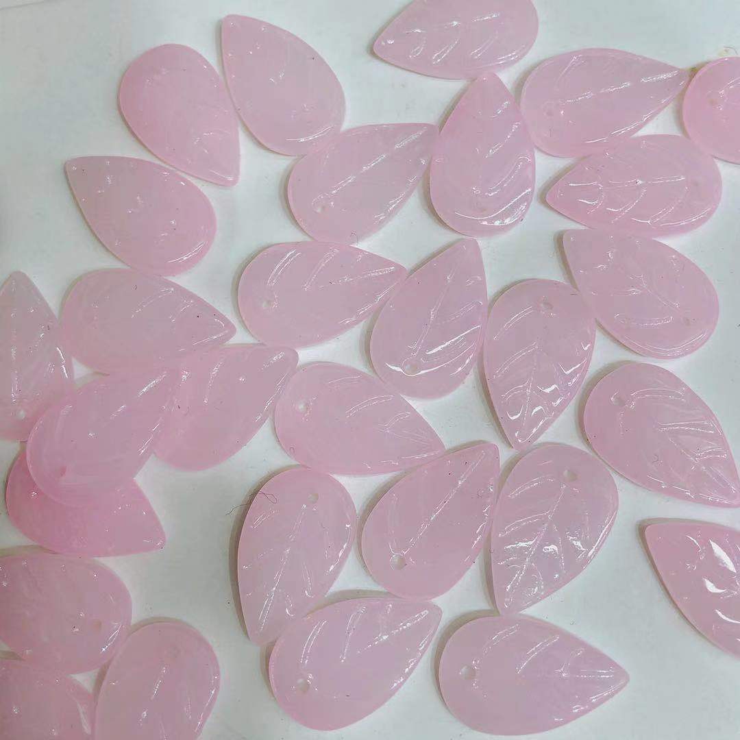 Czech Glass Beads Leaf 18mm Blue Veined Design 100pcs 10