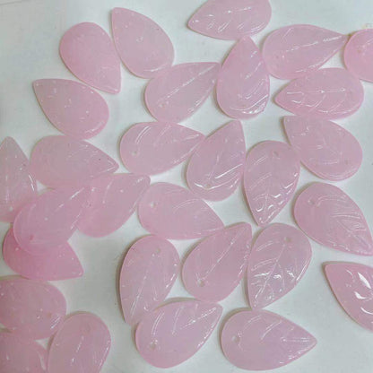 Czech Glass Beads Leaf 18mm Blue Veined Design 100pcs 10