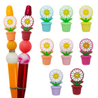 Silicone 3D Focal Beads Potted Daisy Holding Pot 20pcs