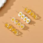 Lampwork Glass Beads Poached Egg 12mm Enamel Handmade 6pcs 3