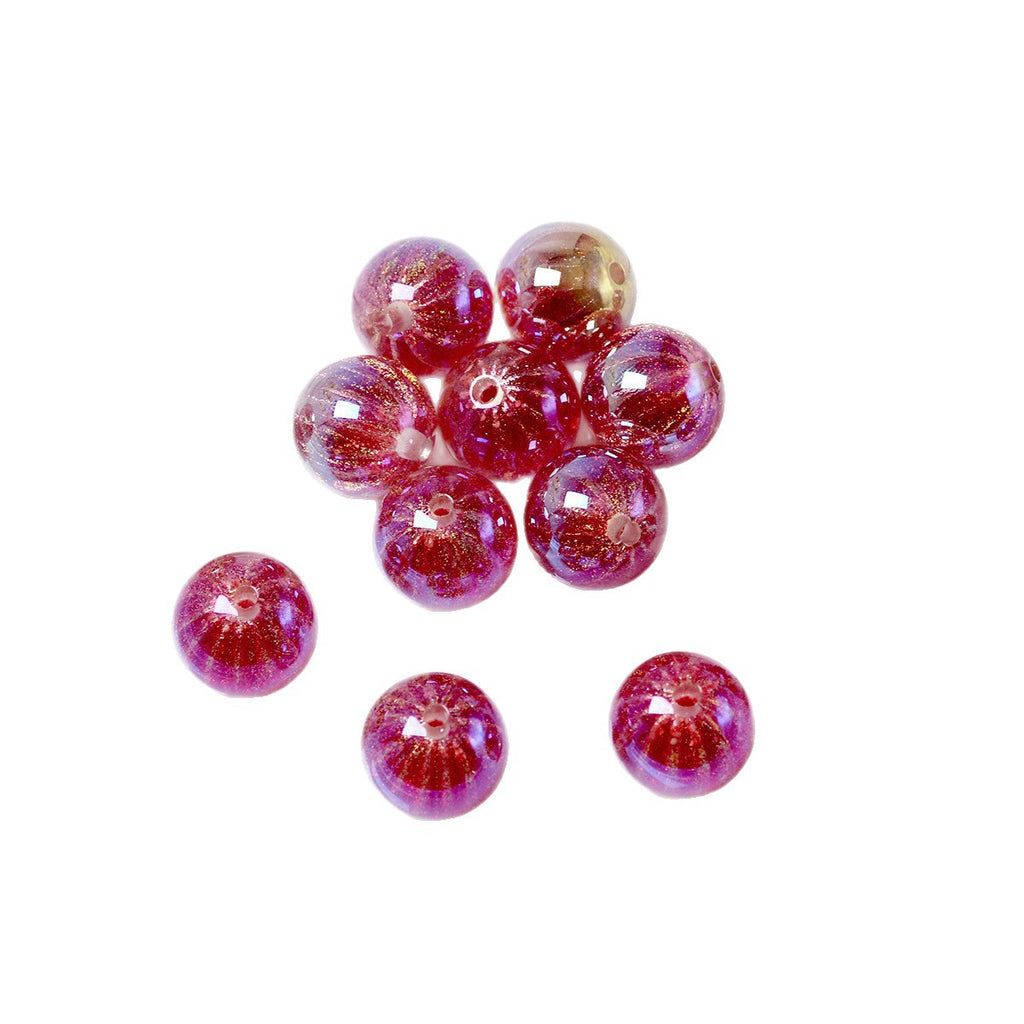 Glitter Fireworks Resin Beads 16mm Round Multicolor 10pcs 5
