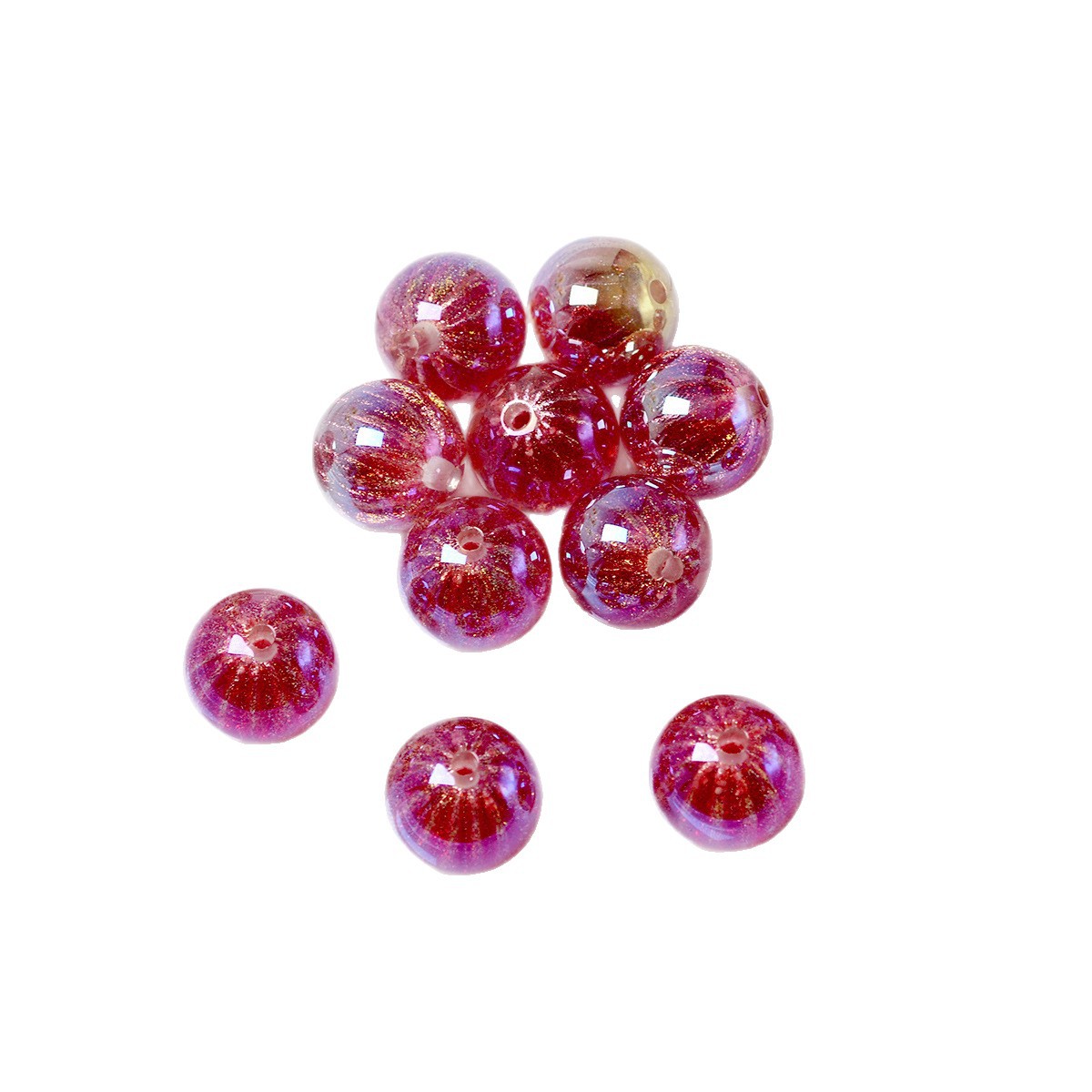 Glitter Fireworks Resin Beads 16mm Round Multicolor 10pcs 5