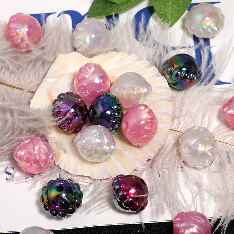 UV Plating Flying Saucer Acrylic Beads 15-17mm Metal Colored 50pcs 4