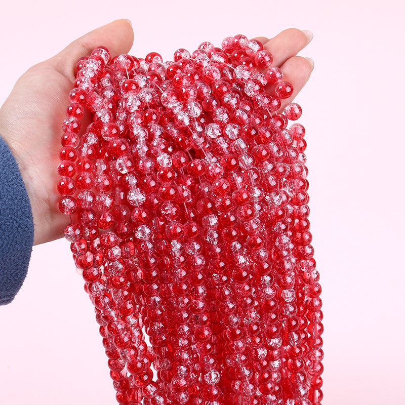 Crackle Round Glass Beads 8mm Gradient Dual Color Translucent 100pcs 10