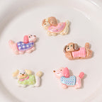 Plating Cute Puppy Resin Beads 26mm Pastel Plaid 10pcs 4