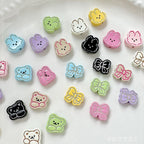Rabbit and Bear Painted Metal Beads Glossy Finish Bulk 10pcs 3