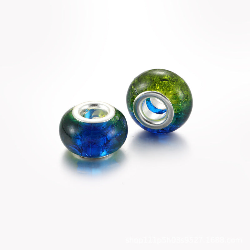 Acrylic Round Spacer Beads 14mm Gradient Two-Color Imitation Crack 100pcs 9