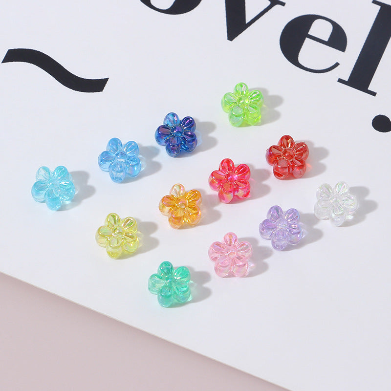 Plating AB Colored Floret Resin Beads 7mm Transparent 100pcs 2