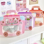 Zip Lock Plastic Bags Cartoon Animal Bus Matte PVC 16.6x16.6cm 10pcs