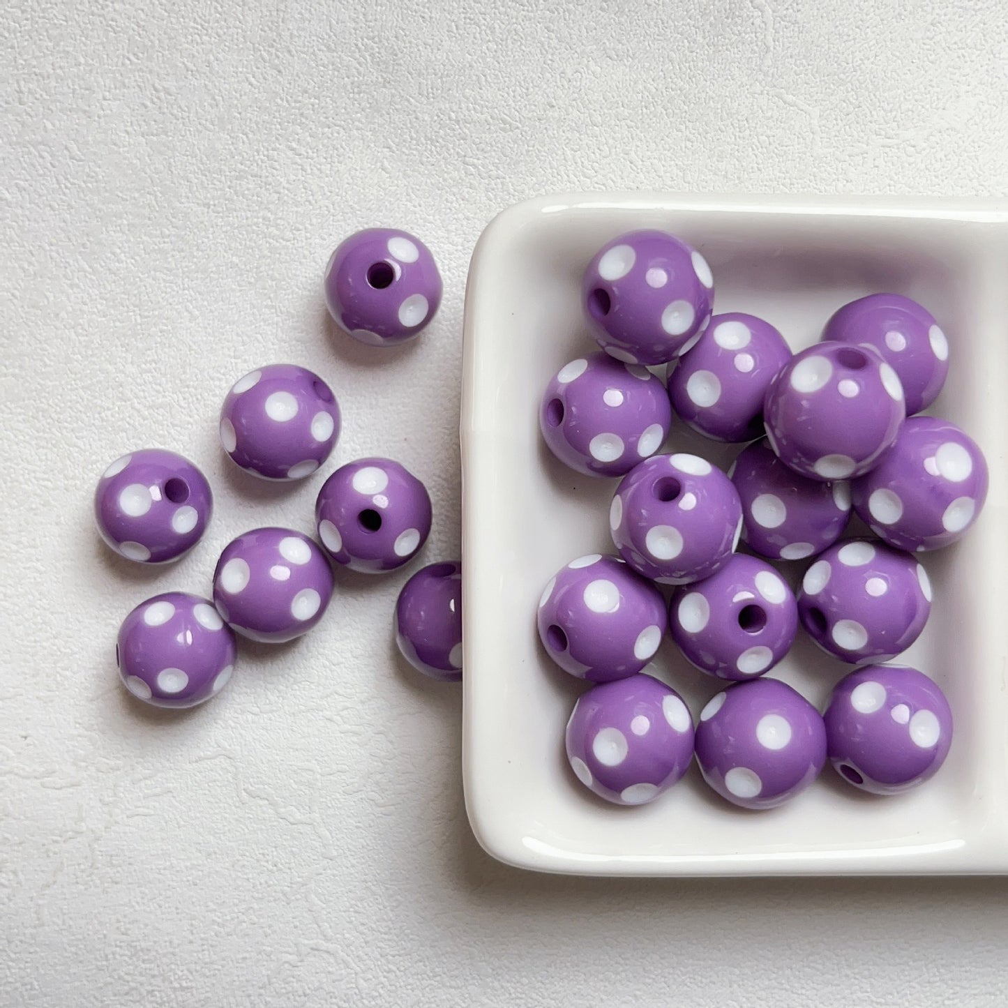 Bright Polka Dot Resin Beads 12mm Glossy Multicolor 20pcs 13