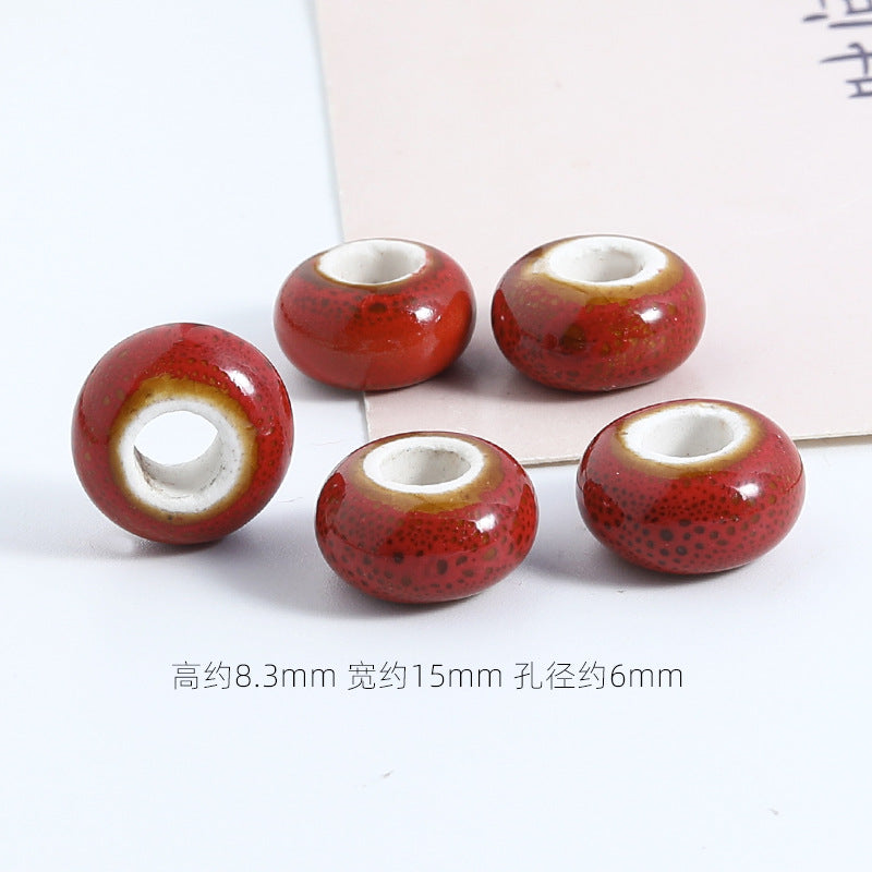 Ceramic Spacer Beads 15mm Fambe Glaze Large Hole 20pcs 6