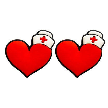 Silicone Focal Beads Love Nurse Heart With White Hat 20pcs 3