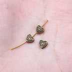 Heart Flat Metal Beads 5mm Geometric Pattern Zinc Alloy 80pcs 2