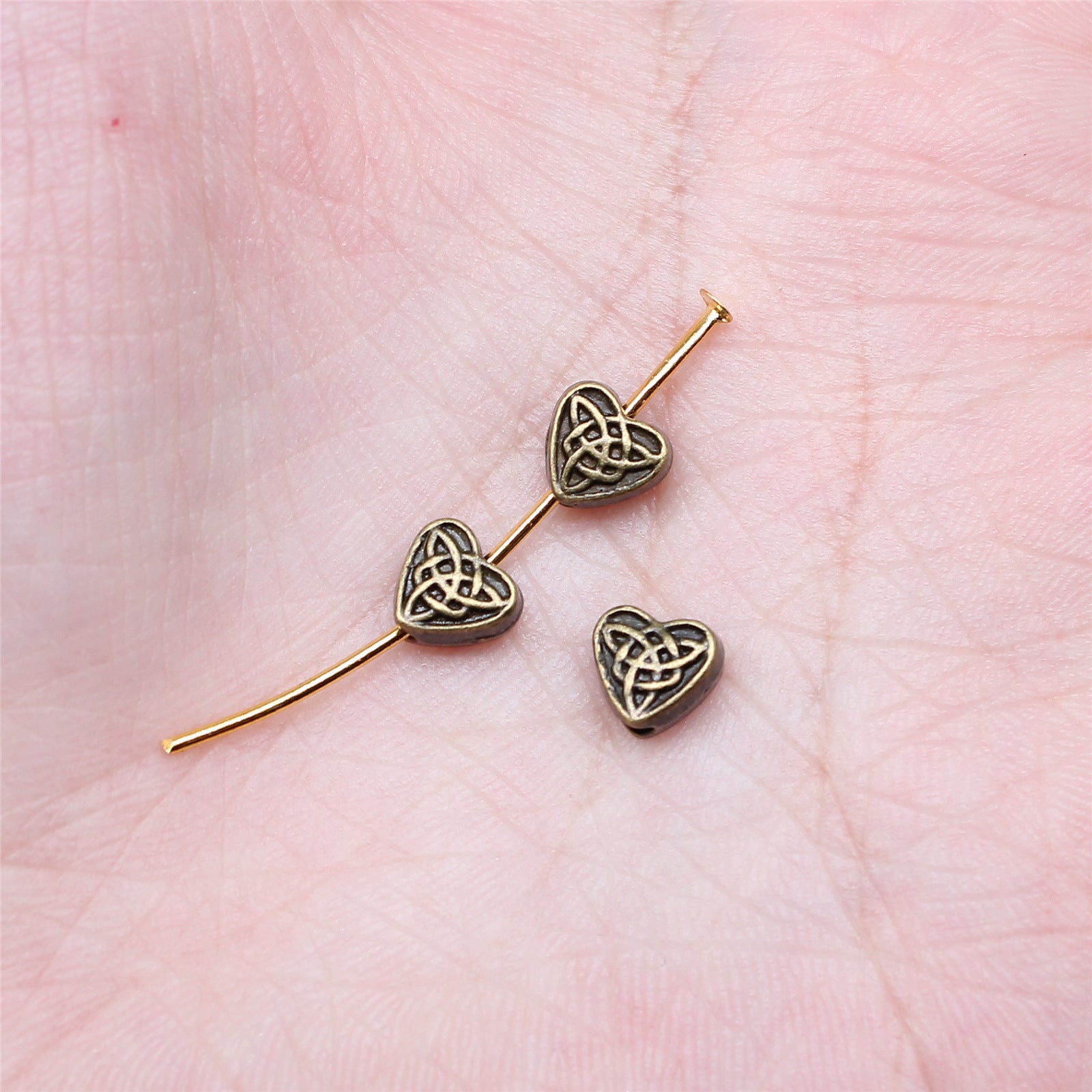 Heart Flat Metal Beads 5mm Geometric Pattern Zinc Alloy 80pcs 2
