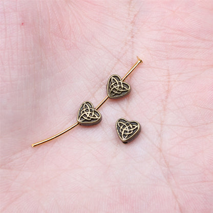 Heart Flat Metal Beads 5mm Geometric Pattern Zinc Alloy 80pcs 2