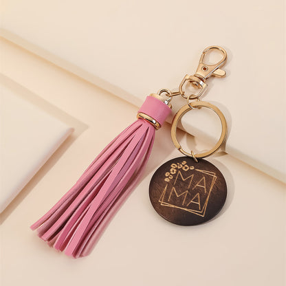 PU Tassel Keychain Metal Rainbow Color with Lobster Clasp 18