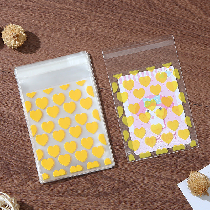 Self Adhesive OPP Bags Full Heart Pattern 8x10+3cm 200pcs 6